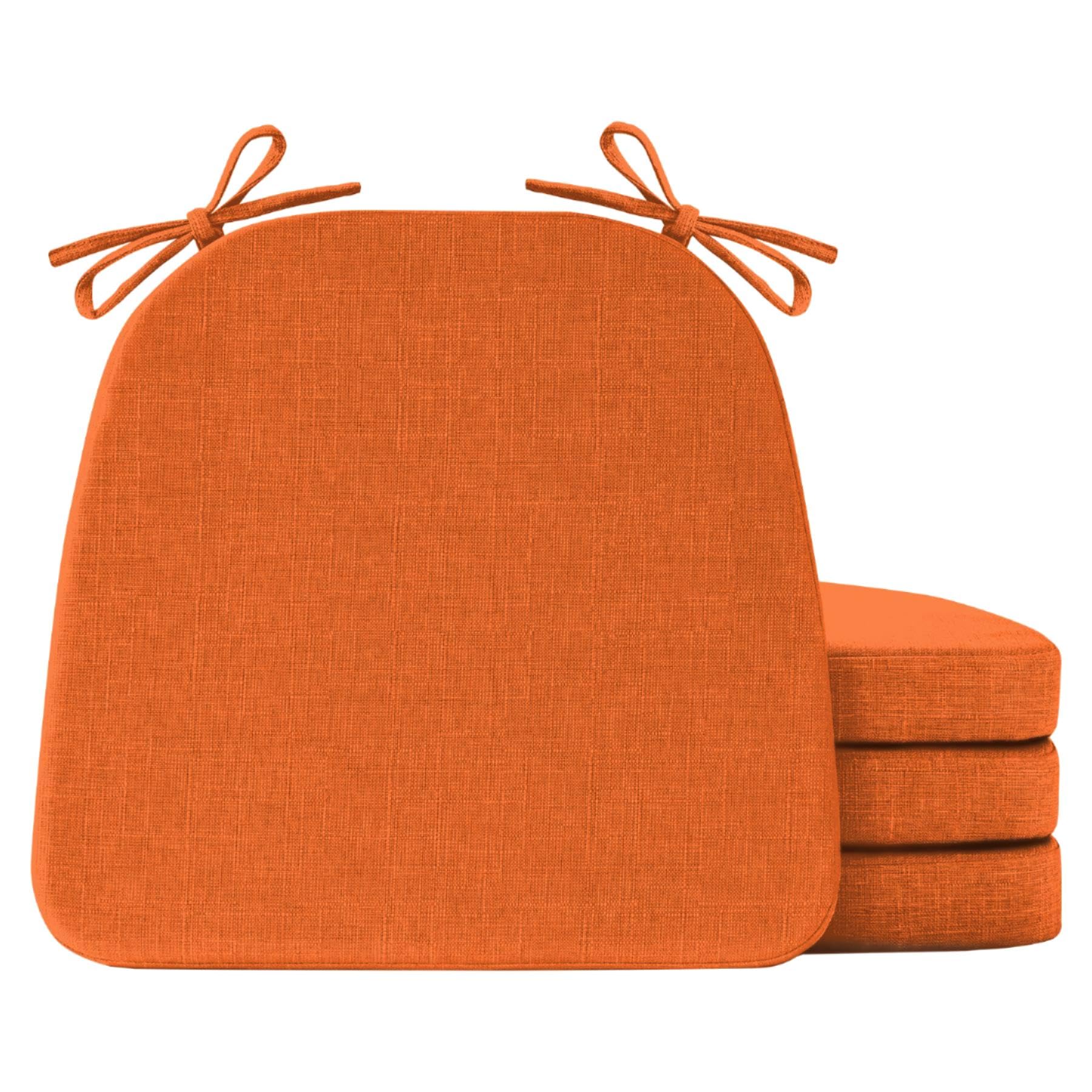 Photo 1 of IASEAHK Chair Cushions for Dining Chairs Set of 4, Non Slip Kitchen Chair Pads, 17" x 16" x 2", Indoor Dining Chair Cushions with Ties, D-Shaped Seat Cushions for Kitchen Chairs, Orange