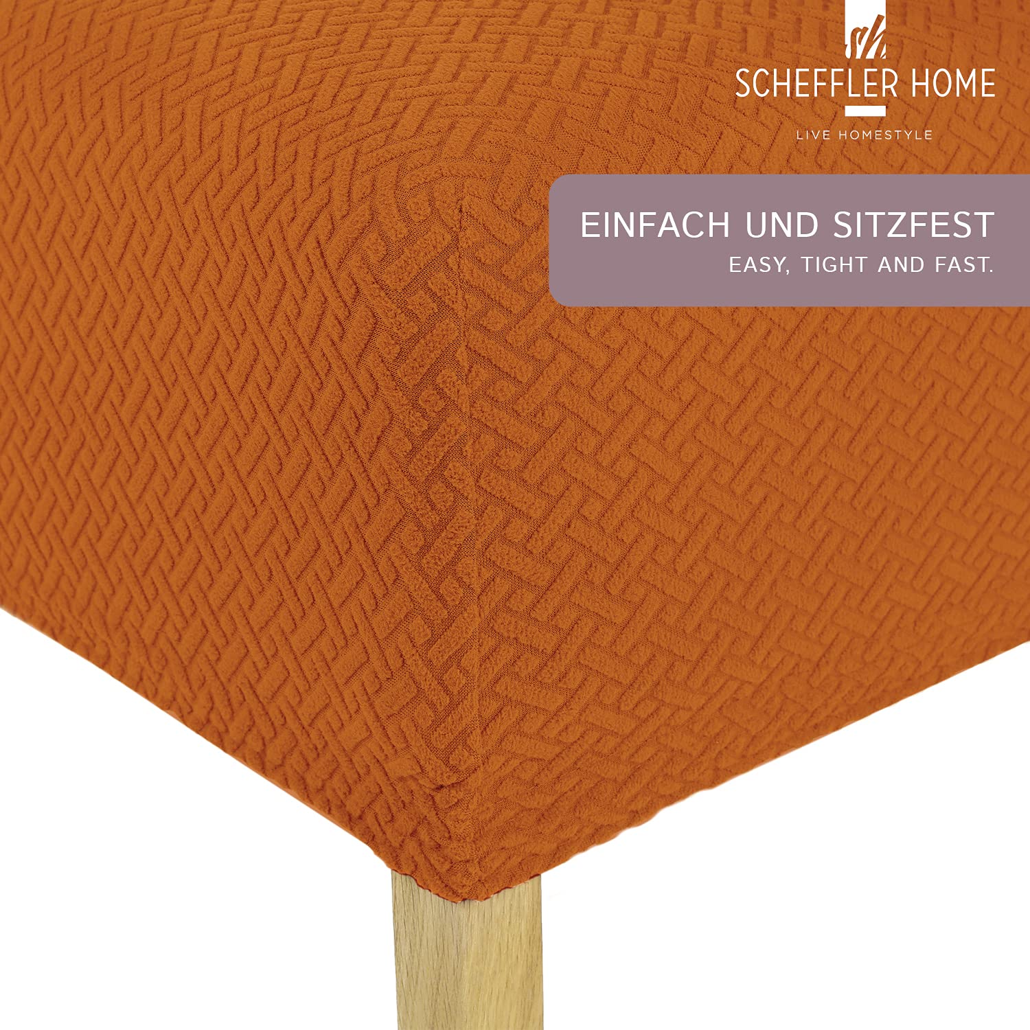 SCHEFFLER-Home Housse de Chaise en Flanelle élastique « Luna-Long » / Lot de 6 / Terra/Housses de Chaise pour chaises de balançoire/Housse Extensible
