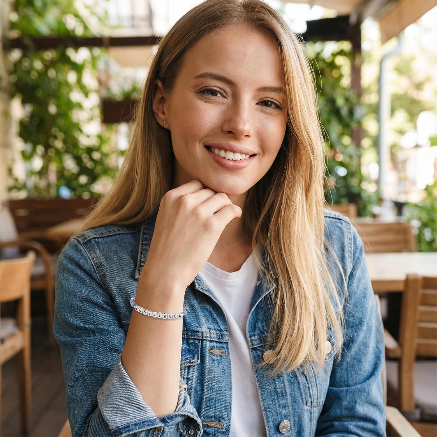 Crystal Letter Beaded Stretch Bracelets for Women, Trendy Boho Gold Natural Stone Beads Bracelet Jewelry Gift. - Image 3