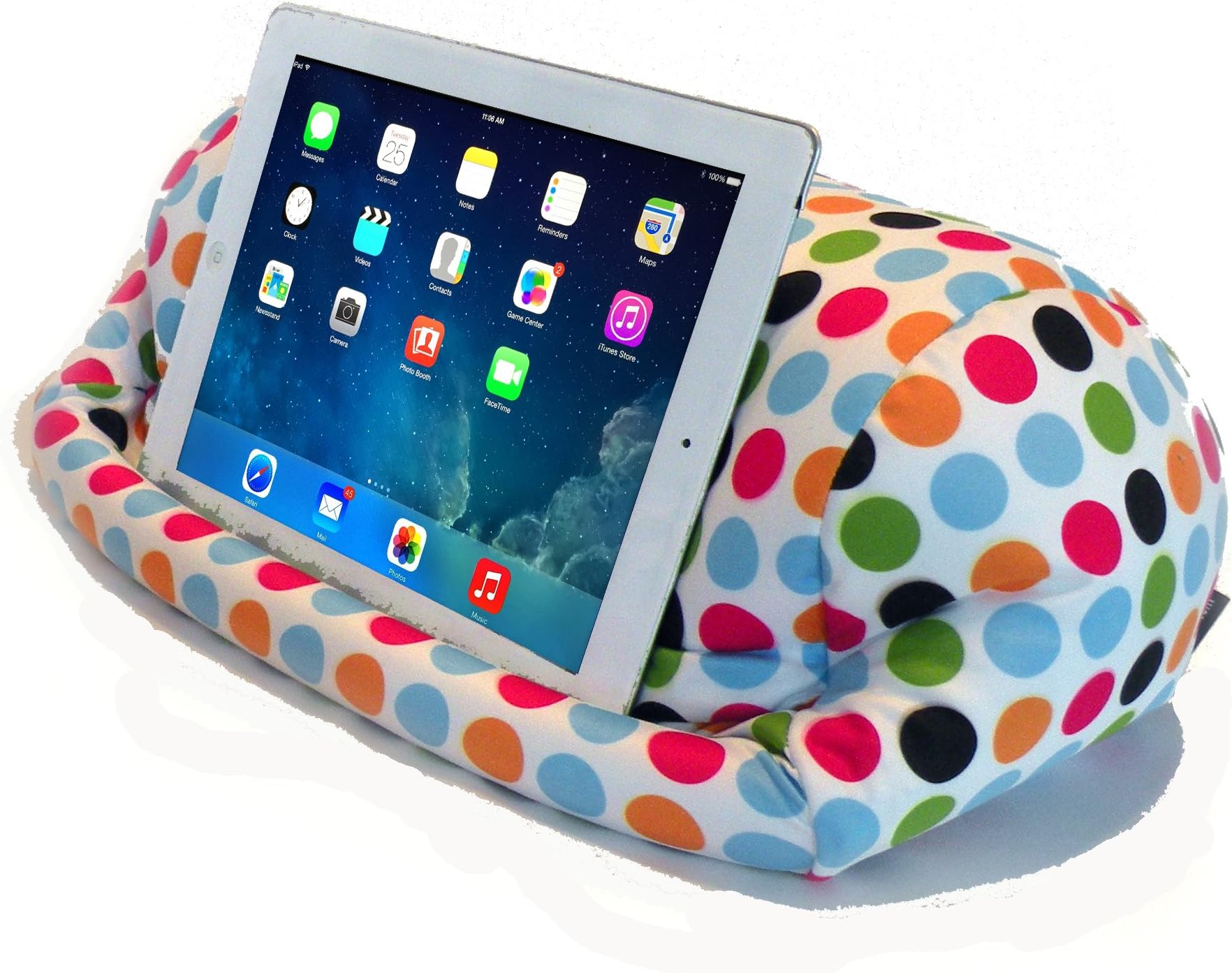 Lap PRO - Stand/Tray, Universal Beanbag Lap Stand for iPad Pro, iPad Air,1,2,3 & All Tablets, E-Readers, Books & Magazines - Bed, Couch, Travel - Adjustable Angle; 0 - 89 deg. (Polkadot)