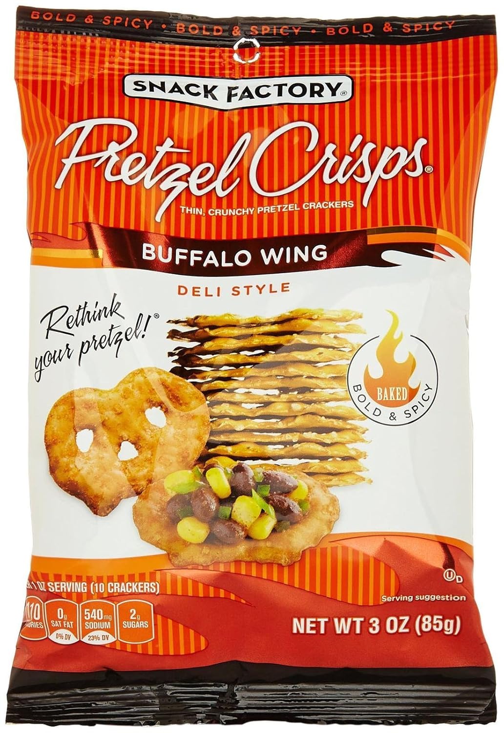 Snack Factory Pretzel Crisps Buffalo Wing 3 oz. 8 ct