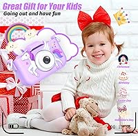 Vista 4 de Cámara de unicornio mejorada para niñas, regalo de cumpleaños de Navidad para niños, cámara de video digital 1080P HD selfie para niños pequeños