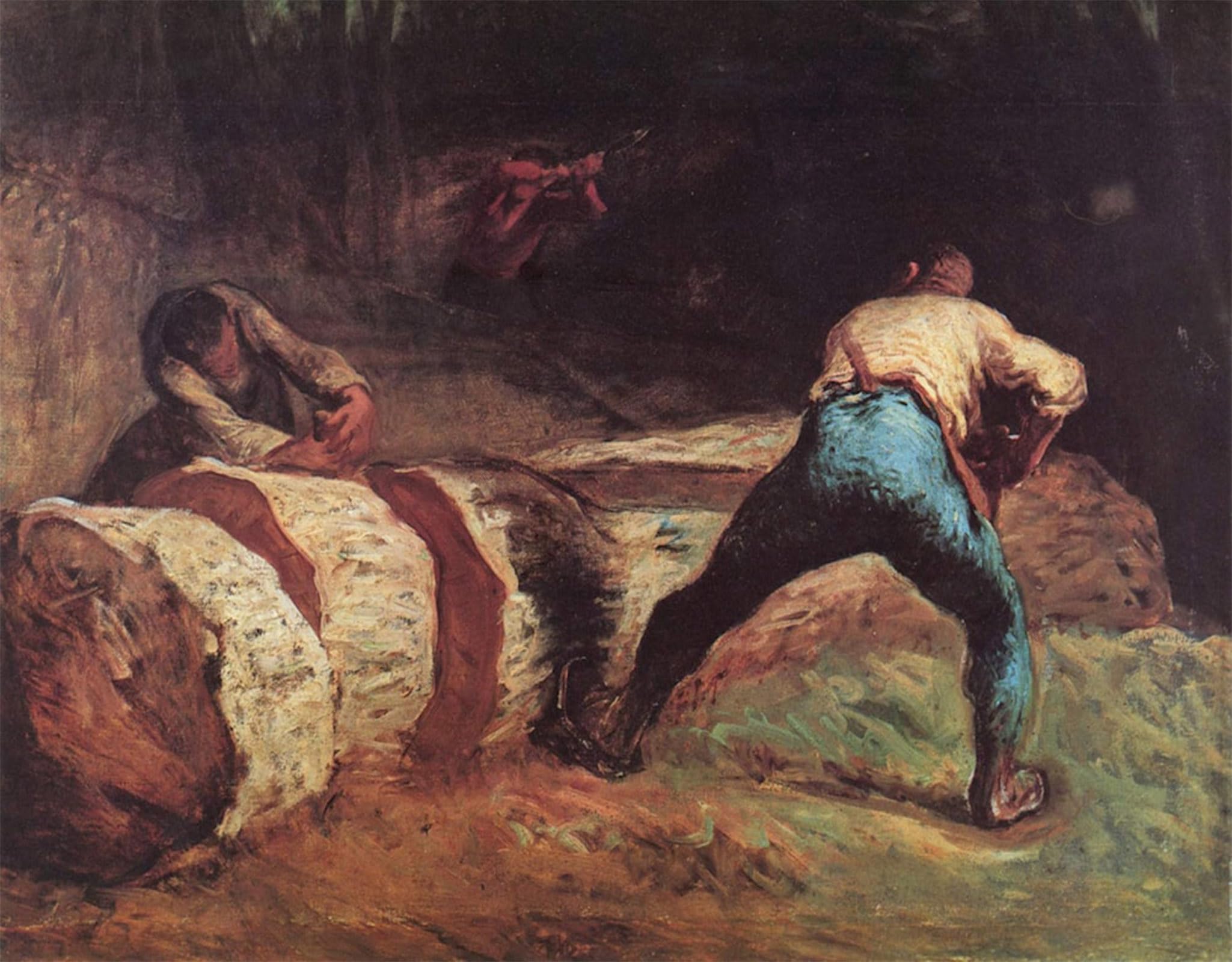 ARTXLXXBN Famous Painting Canvas Artwork Graffiti Print the Wood Sawyers by Jean-francois Portrait Canvas Image for Home Decor 60x90cm