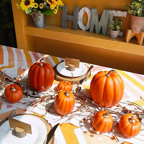 Vista 145 de Winlyn 7 calabazas artificiales verdes surtidas, calabazas de cosecha de color verde oscuro, calabazas decorativas de espuma para granja, otoño