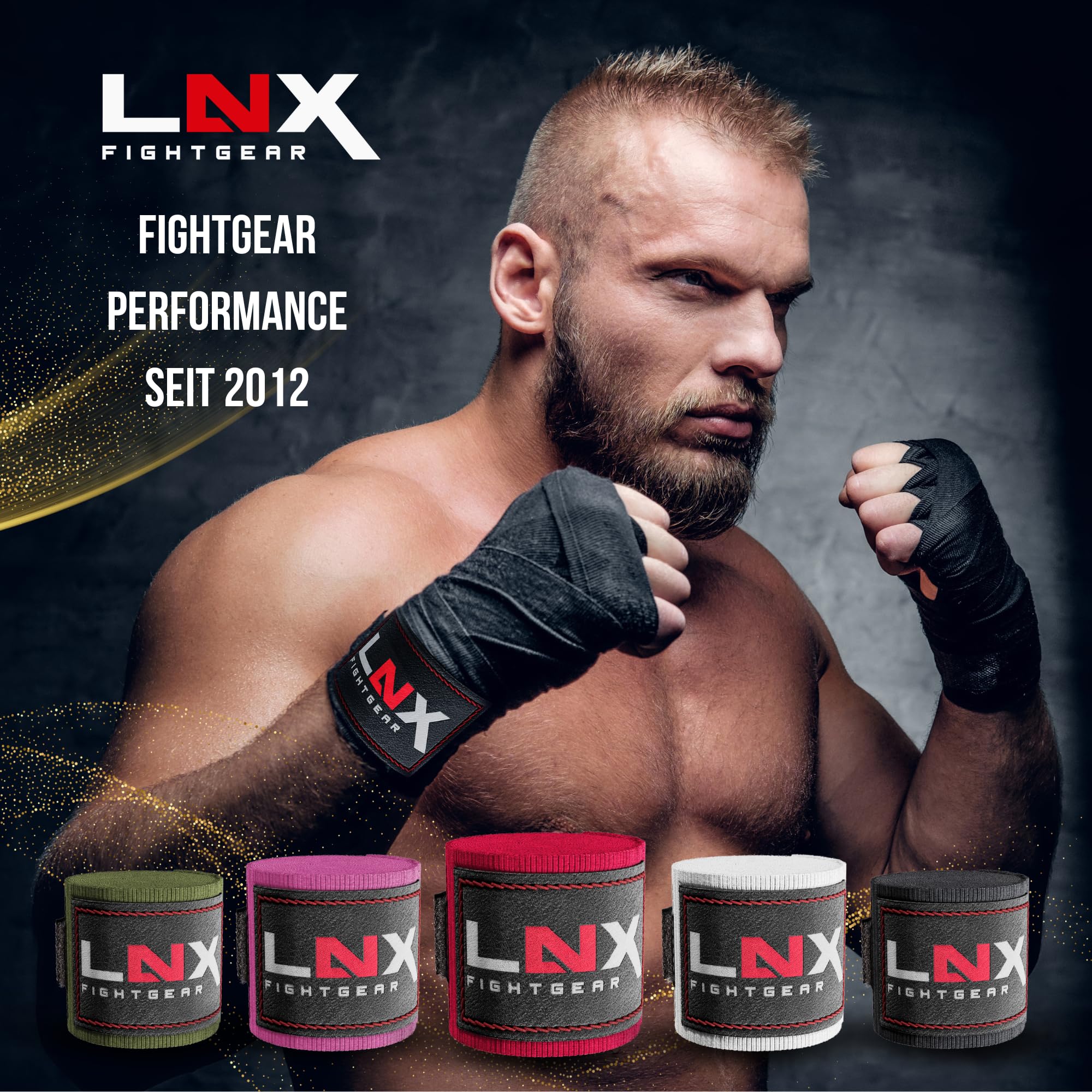 LNX Boxbandagen Doppelpack 2,5 3,5 oder 4,5m - Profi Bandagen für Boxen Kickboxen Muay Thai MMA UVM 250 350 450cm