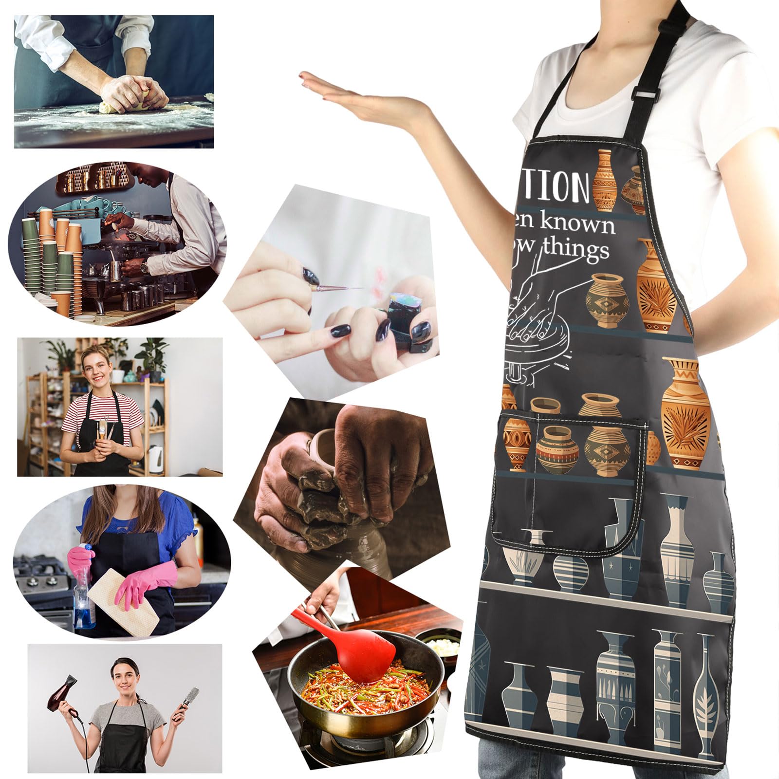 MBMSO Pottery Artist Apron for Pottery Lover Gifts Ceramics Gifts Caution I've Been Known To Throw Things Pottery Maker Gifts