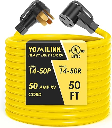 YOMILINK Cable de extensión de 50 pies y 50 amperios para RVEV, resistente cable STW de calibre 63+81, NEMA 14-50P, apto para Tesla Model 3SXY EV y