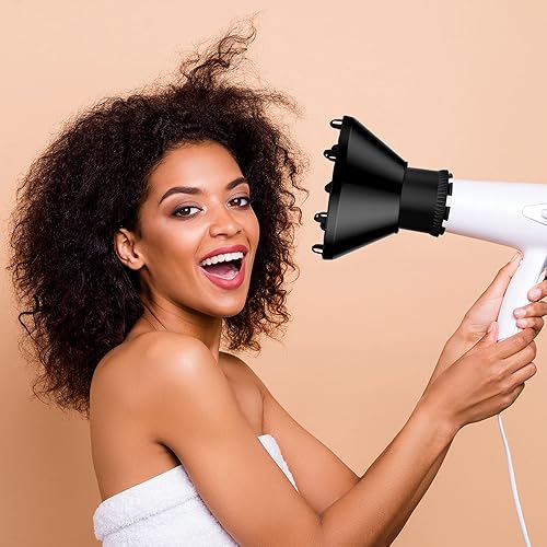 Miniatura 4 de Difusor de pelo universal adaptable accesorio para secadora de pelo para boquillas de secador de soplado de 17 a 22 pulgadas de diámetro negro con