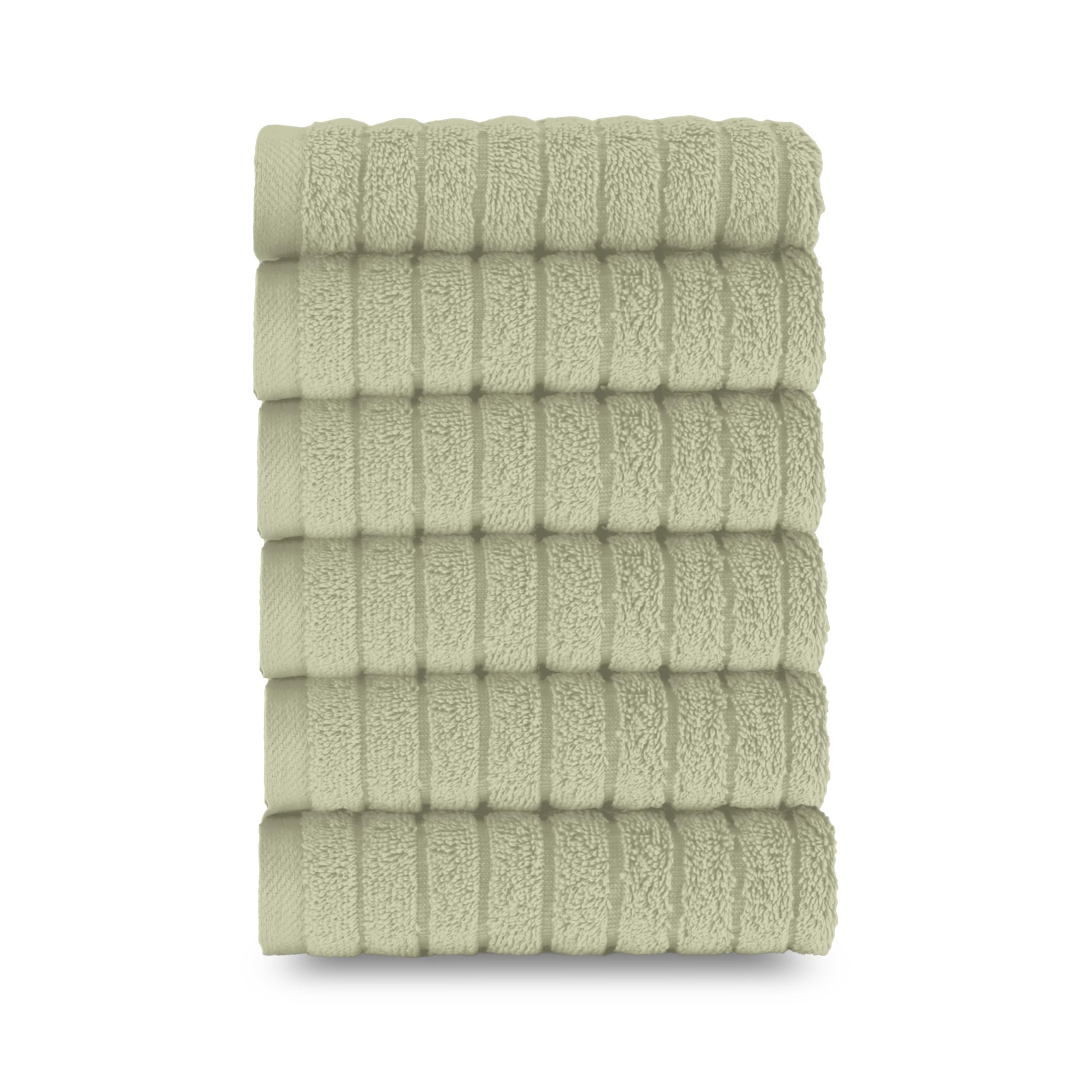Elegant Comfort 100% Turkish Cotton Corduroy Ribbed Luxury Washcloths 6 Pack Soft 13 x 13 Inch - Higly Absorbent, Durable, Quick Dry, Spa Premium Hotel Quality for Bathroom or Travel, Mint Green