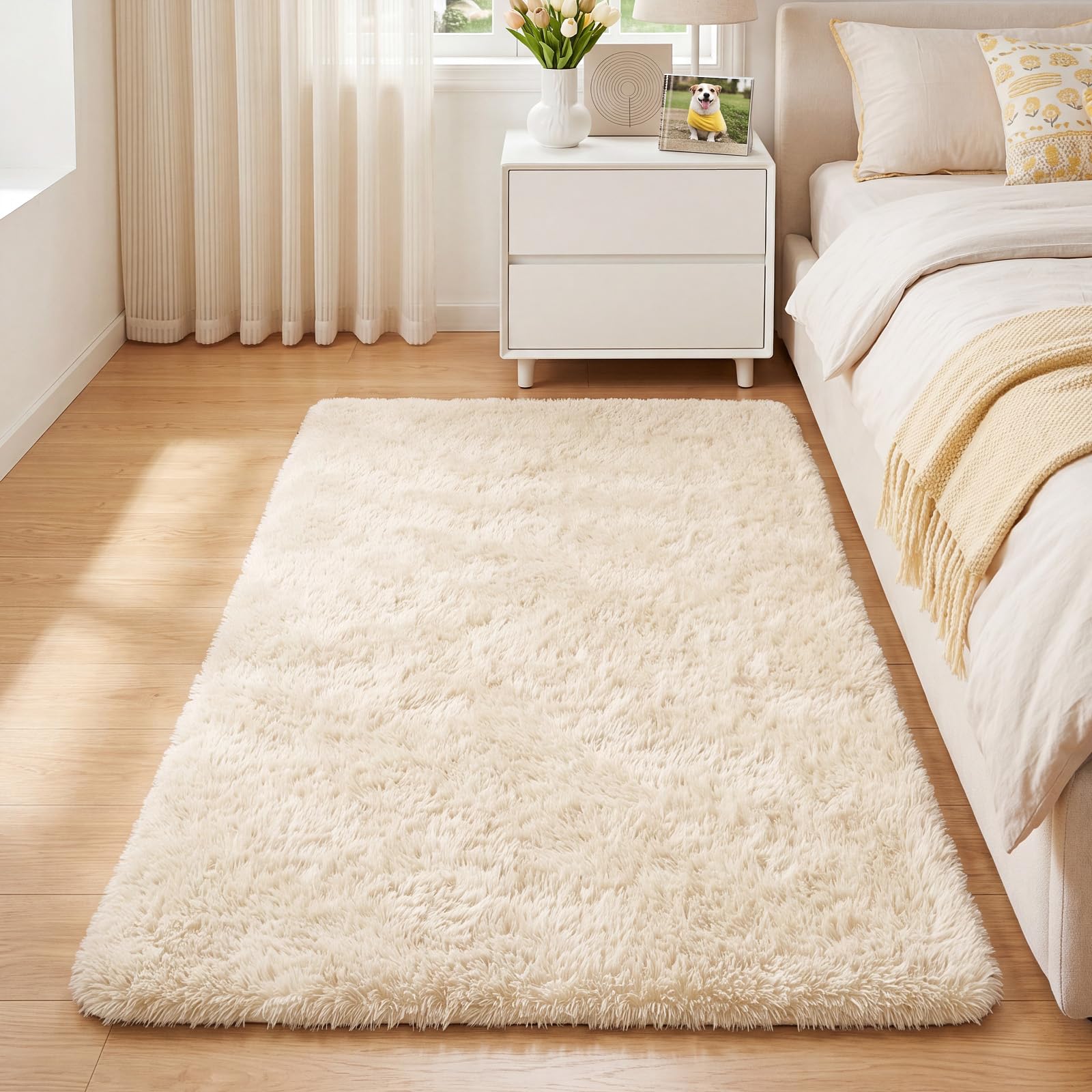 Tappeto peloso soffice soggiorno camera corridoio 80x150cm Beige
