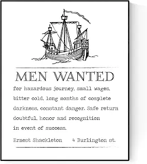Ernest Shackleton Expedition Help Wanted Advertiement | ボートアートプリント (11x14)