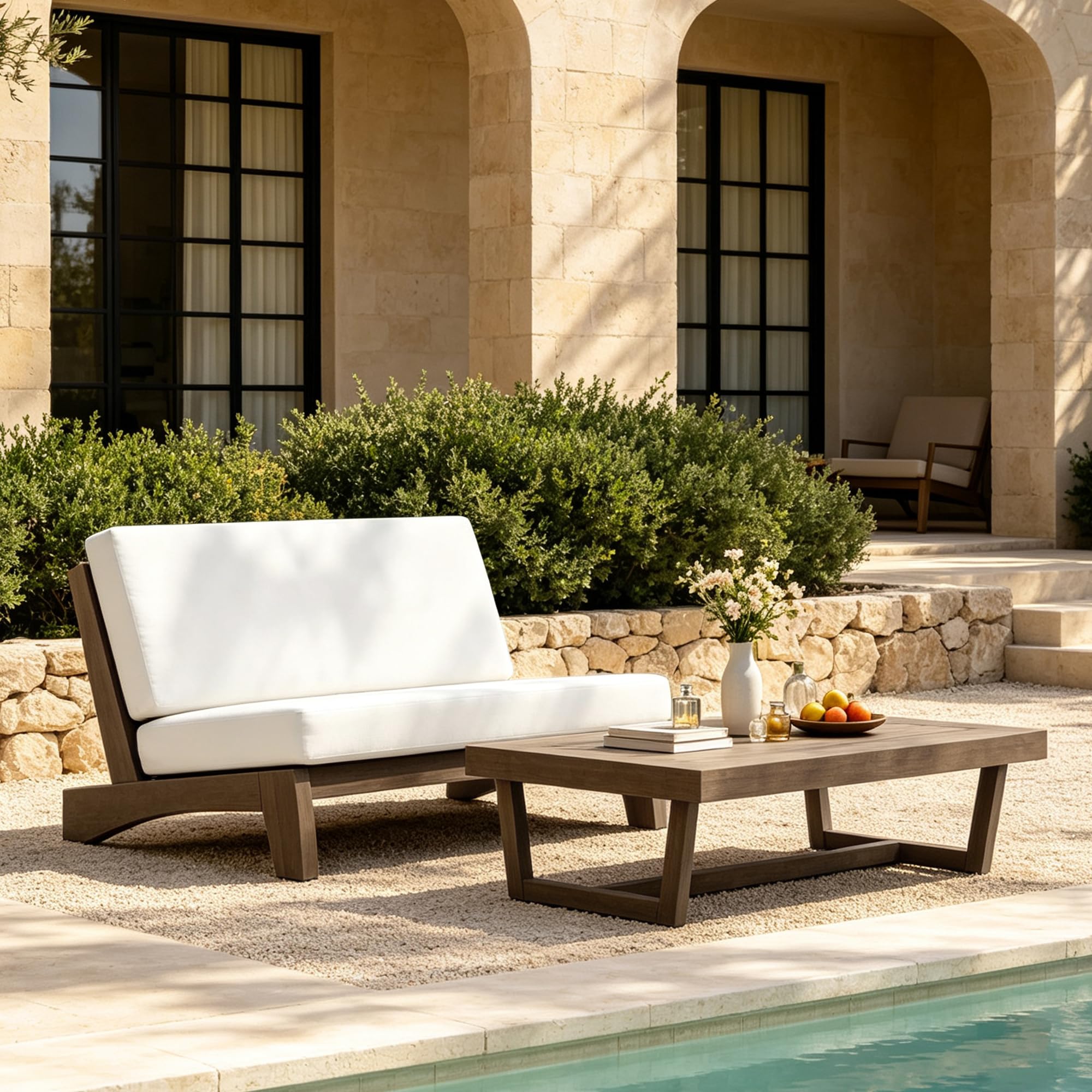 Pia Ricoo 2 Piece Patio Furniture Set, Outdoor Furniture Loveseat with Coffee Table &amp; Thick Cushions, All-Weather Outdoor Sofa for Backyard, Deck, Lawn, Beige