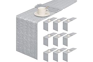 10 Packs Silver Sequin Table Runner for Wedding