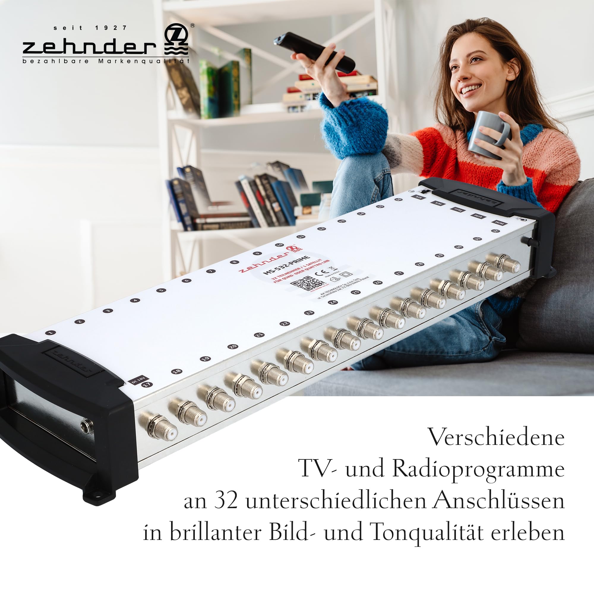 ZEHNDER 5/32 - Multiconmutador ZEHNDER 5/32 para LNB Quattro y Quad LNB, multiswitch para 1 satélite y 32 participantes (TV, receptor de satélite), 4K Digital Matrix Sat Distribuidor de antena de