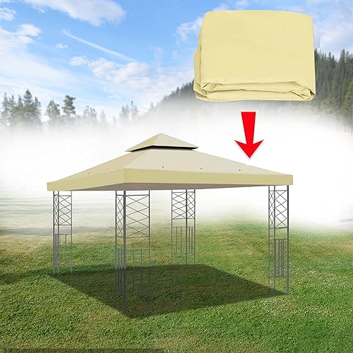 Miniatura 5 de Cubierta superior de repuesto para toldo de 10 x 10 pies para cenador de doble nivel, solo cubierta de toldo (beige)