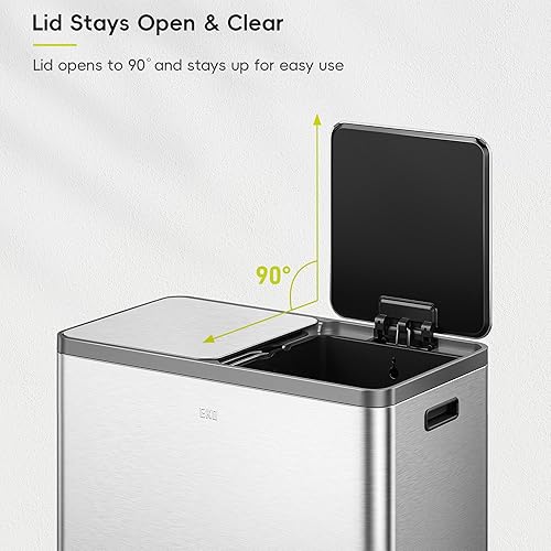 Miniatura 51 de EKO EcoCasa II - Bote de basura doble de 36 L + 24 L con cubo de reciclaje, cubo de basura de acero inoxidable con tapa, compartimento desodorante