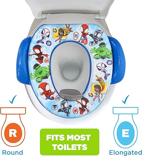 Miniatura 6 de Spidey and His Amazing Friends Team Up - Juego de entrenamiento esencial de 2 piezas para ir al baño, asiento suave para ir al baño, taburete