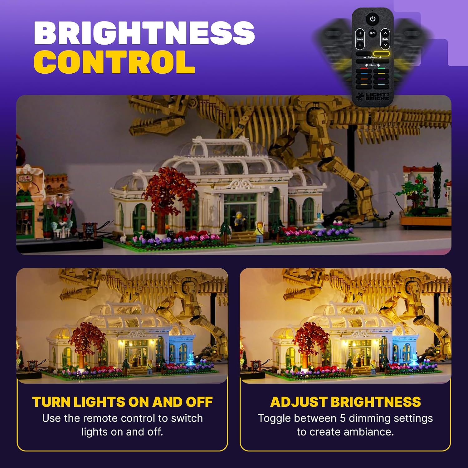 Brightness control demonstration with the remote