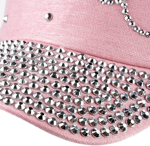 Miniatura 6 de Elonmo Gorra de béisbol de verano para mujer, sombrero de diamantes de imitación, sombrero transpirable con purpurina para mamá y niña, gorra