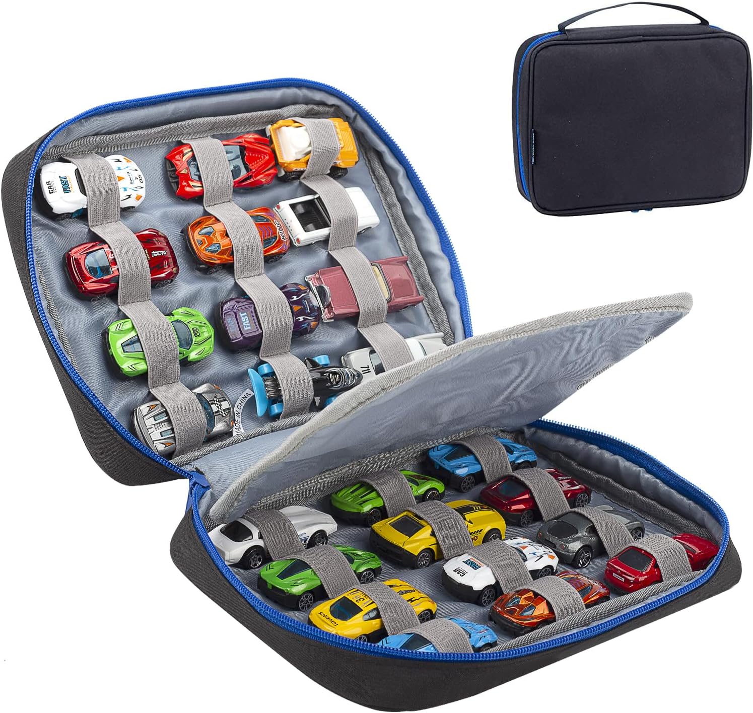 KISLANE 24 Diecast Cars Storage for Diecast Cars, Storage Case Compatible with 24 Diecast Cars, Matchbox Cars, Mini Cars, Diecast Cars Storage for Collector, Bag Only (Black)