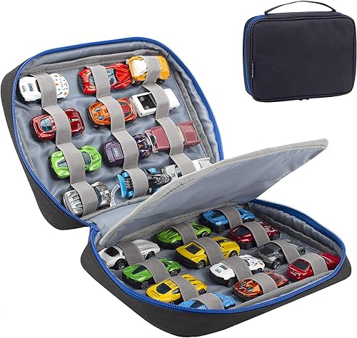 Miniatura 8 de KISLANE Almacenamiento de 24 autos de juguete para ruedas calientes, funda de almacenamiento compatible con 24 ruedas calientes, automóviles de caja