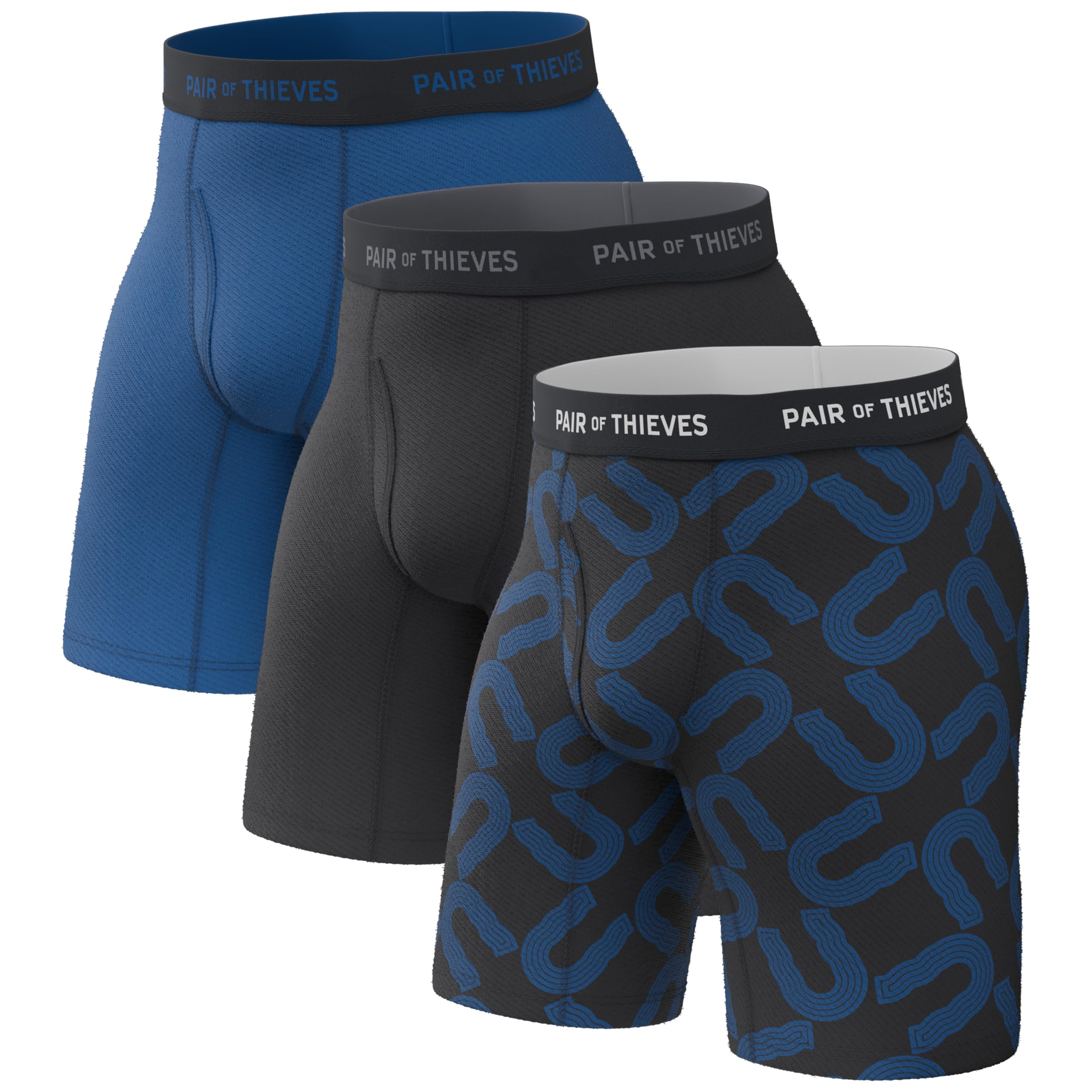 Pair of Thieves Super Fit Long Boxer Briefs for Men - Ultra Soft, Breathable, Quick-Dry Underwear 4-Way Stretch (2 & 3 Pack)
