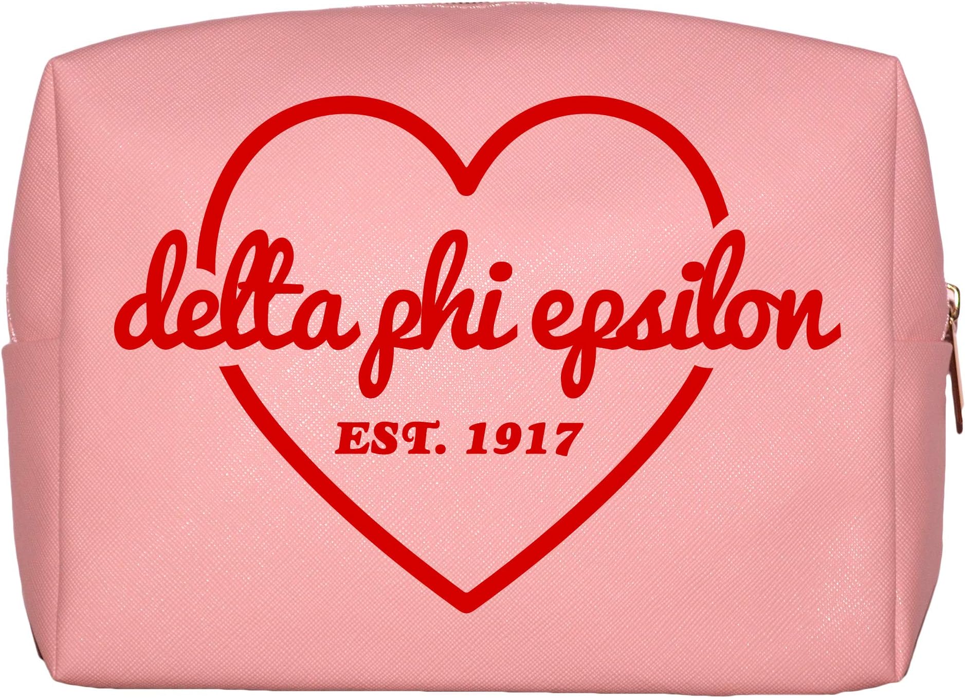 Sorority ShopDelta Phi Epsilon Makeup Bag - Multi-Purpose PU Leather, Water-Resistant Makeup travel bag with Licensed Design and Zipper Closure, Perfect Delta Phi Epsilon Sorority Gifts for Women