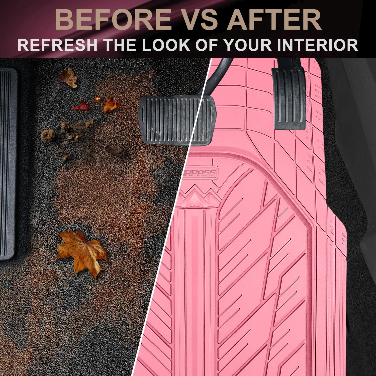 CAR PASS Heavy Rubber Car Floor Mats Deep Waterproof Car Mats All Weather Universal Trim-to Fit Automotive Floor — view 6