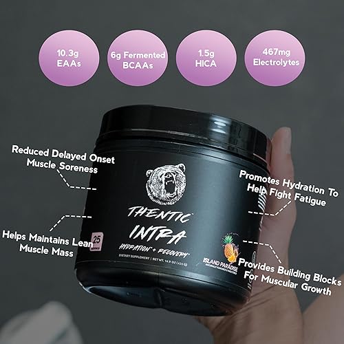 Miniatura 3 de THENTIC Intra Workout (BCAAEAA) - Complejo BCAAEAA, 0.12 oz de BCAA fermentados, 0.25 oz de EAA, hidratación, recuperación muscular, sin gluten, sin