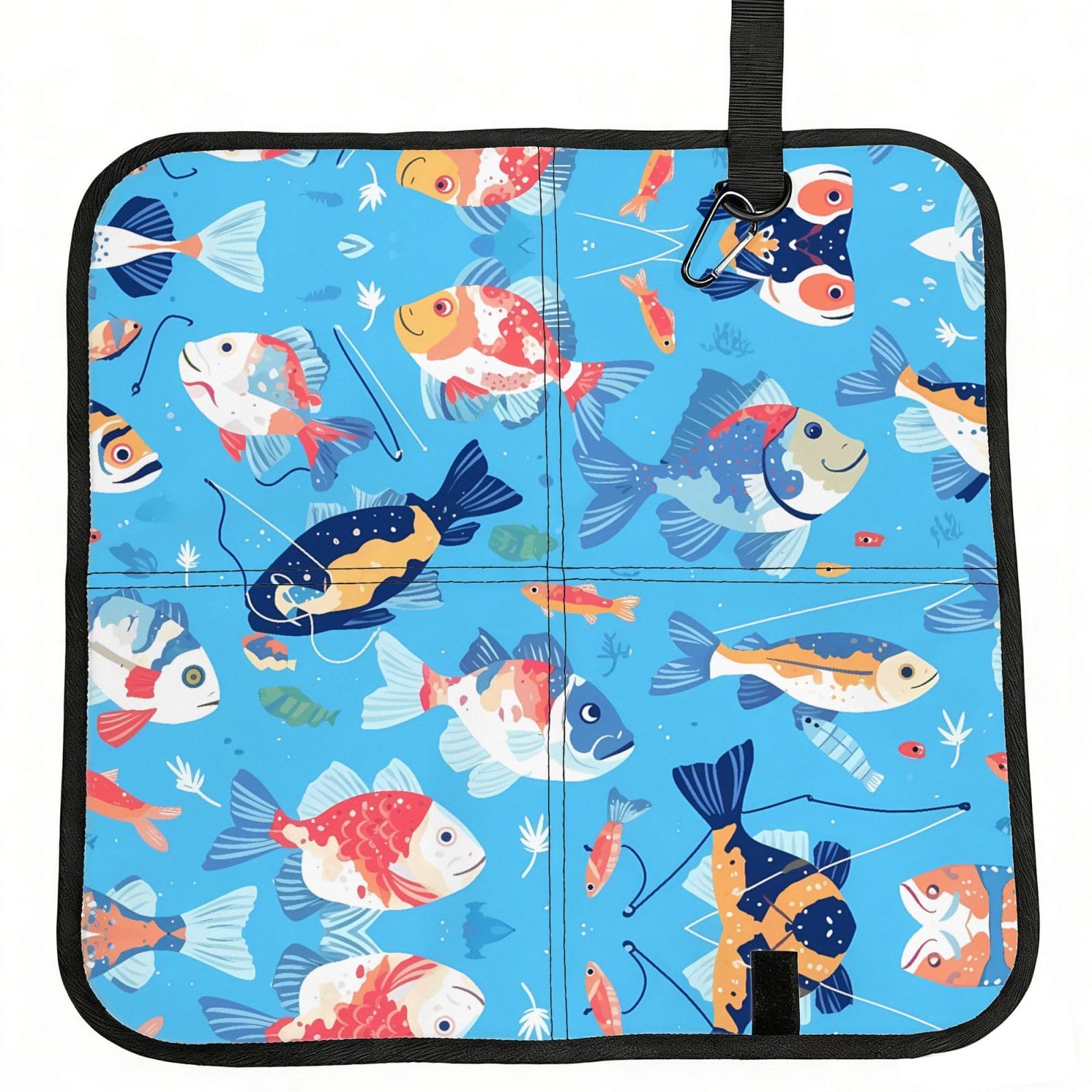 MROWYC Fishing Printed Foldable Seat Cushion - Portable with Carabiner, for Stadium, Camping, Hiking