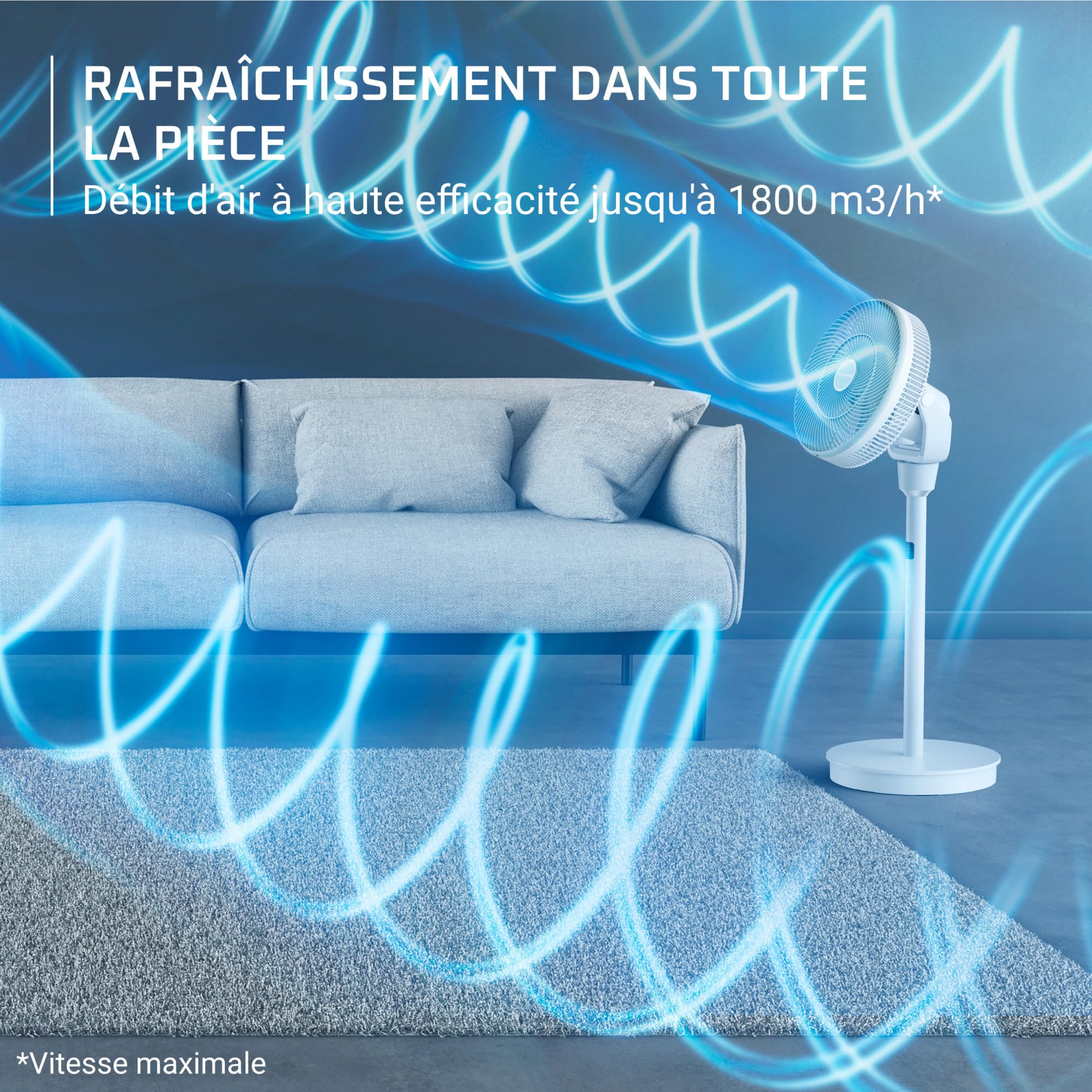 Rowenta Turbo Silence Compact 3D Nomad, Rafraîchissement Intense et Silencieux, Adaptabilité Batterie Externe, Compact, QV5050F0