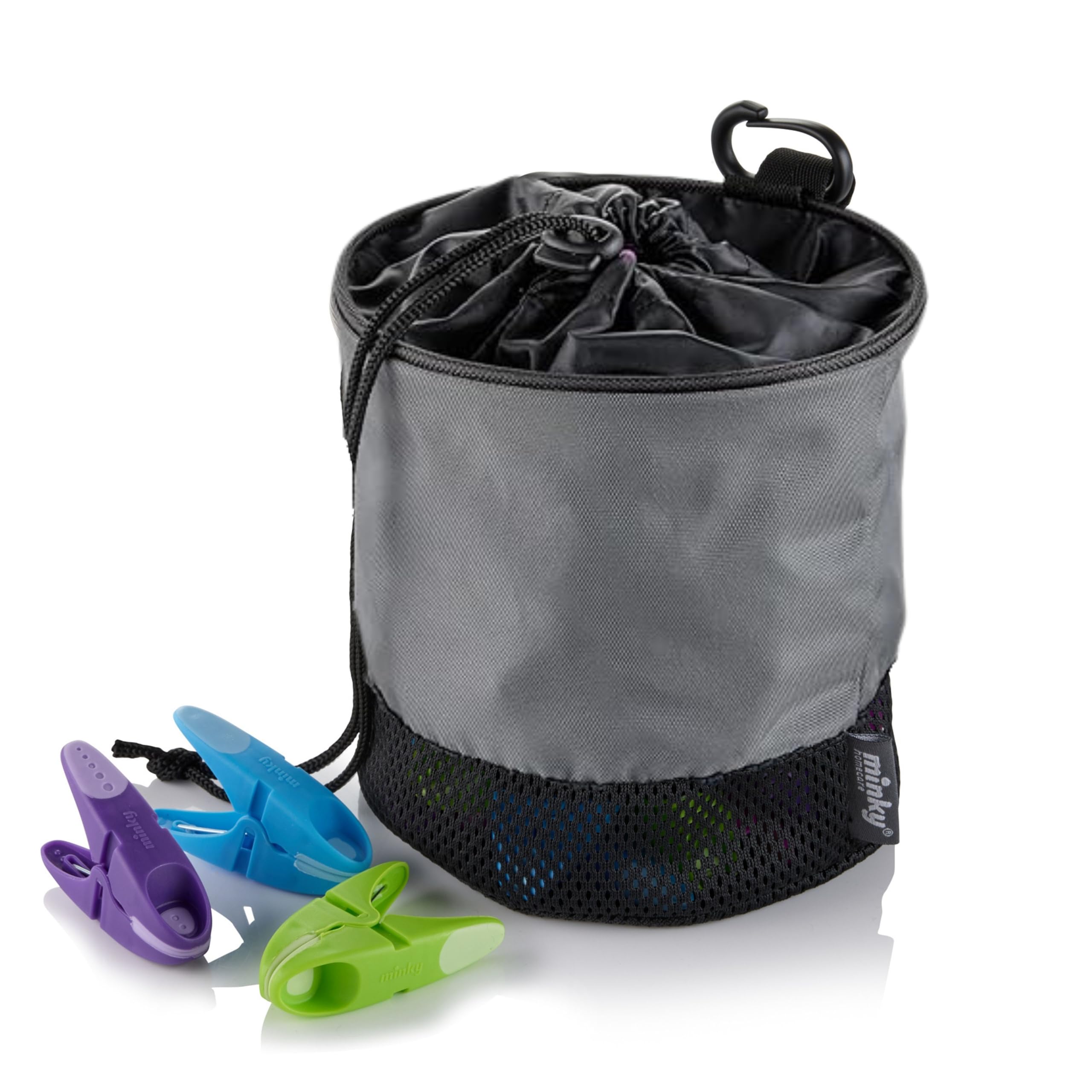 Minky Drawstring Peg Bag + 24 SureGrip Pegs, Holds Over 100 Clothes Pegs, Drawstring Design & Strong Clip, Breathable Mesh Base, Strong & Durable Weatherproof Peg โ image 1