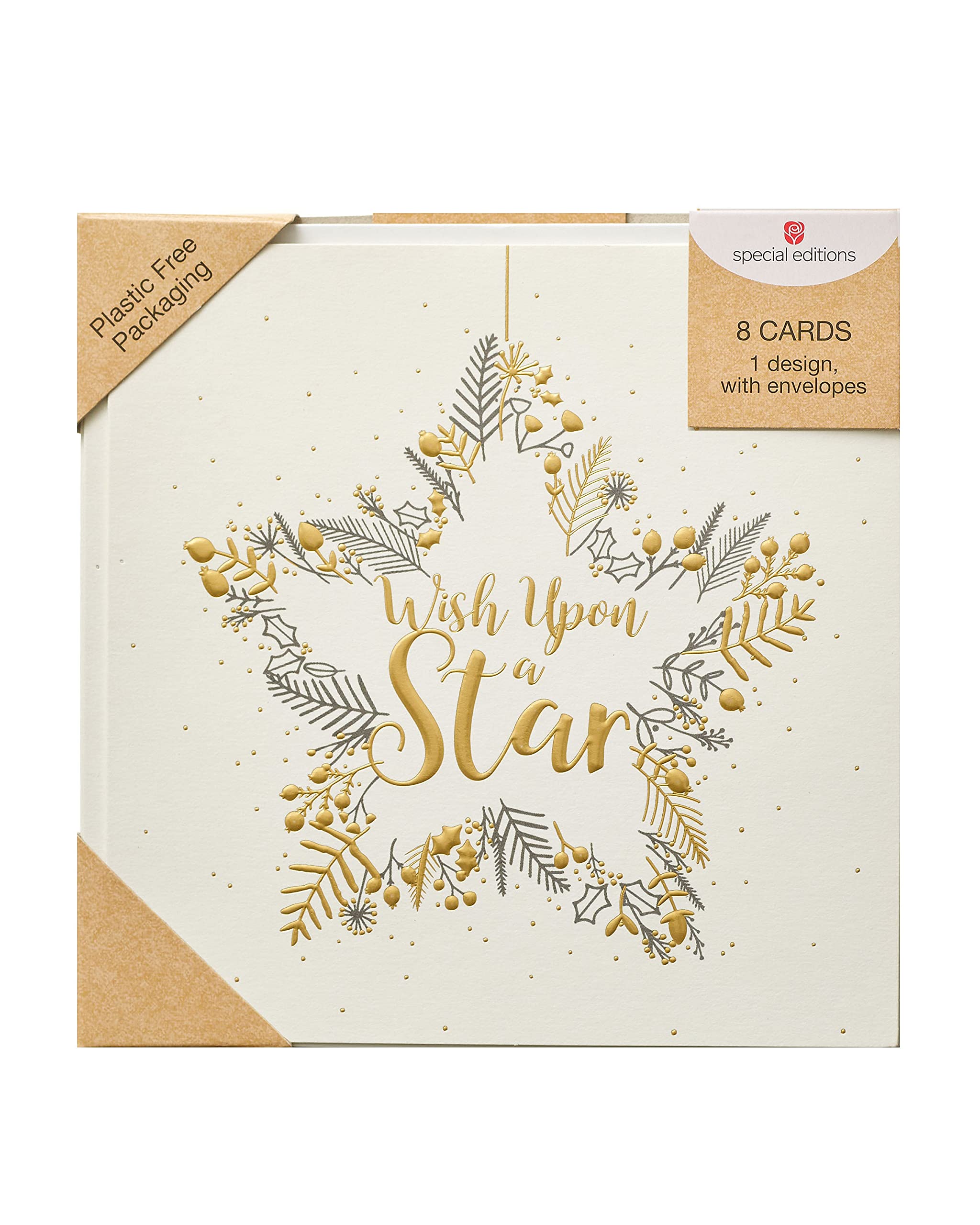 Pack of 8 Wish Upon A Star RSPCA Charity Christmas Cards Xmas Cards, Gold, 11mm x 163mm - Image 3