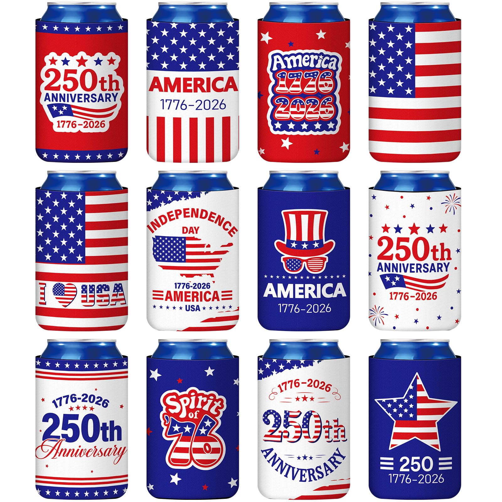 Patriotic Can Cooler Sleeves