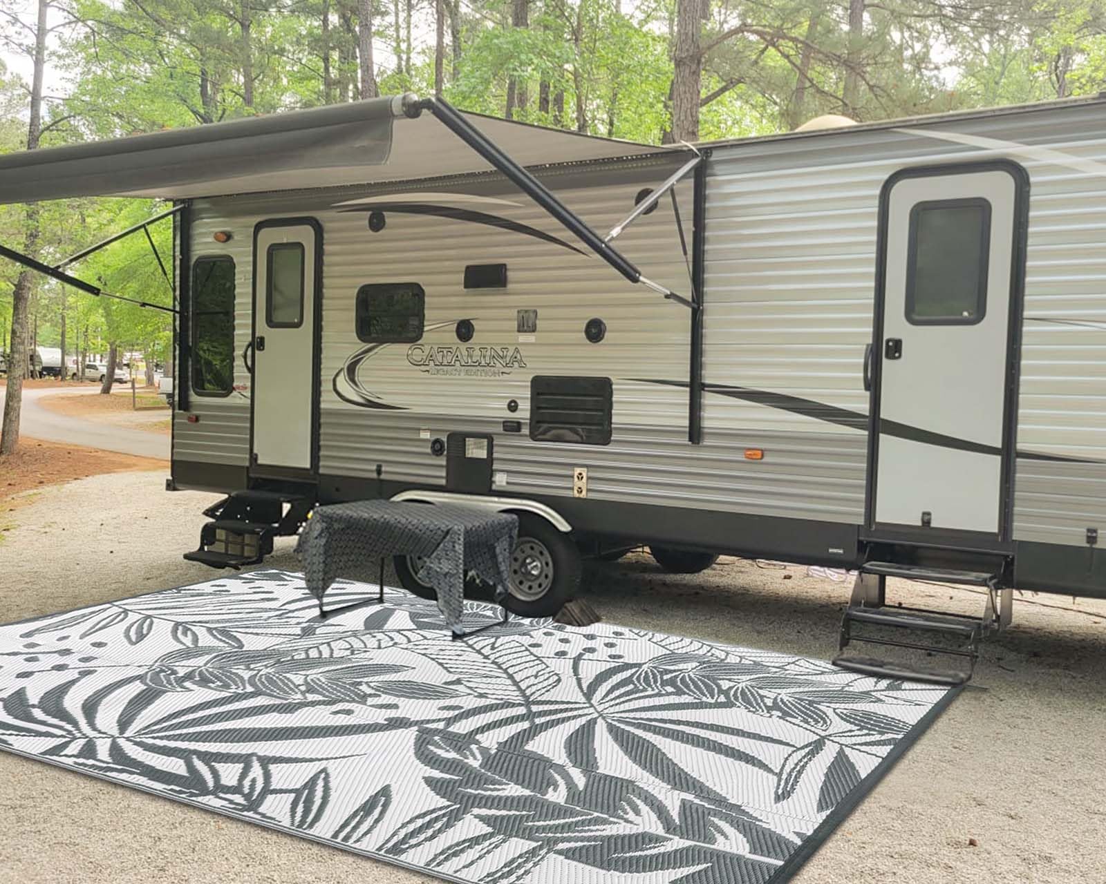 anidaroel outdoor rugs 8x10ft for patios clearance waterproof, reversible tropical plastic straw camping mat outside rug, large outdoor area rug for rv, porch, deck, balcony, picnic