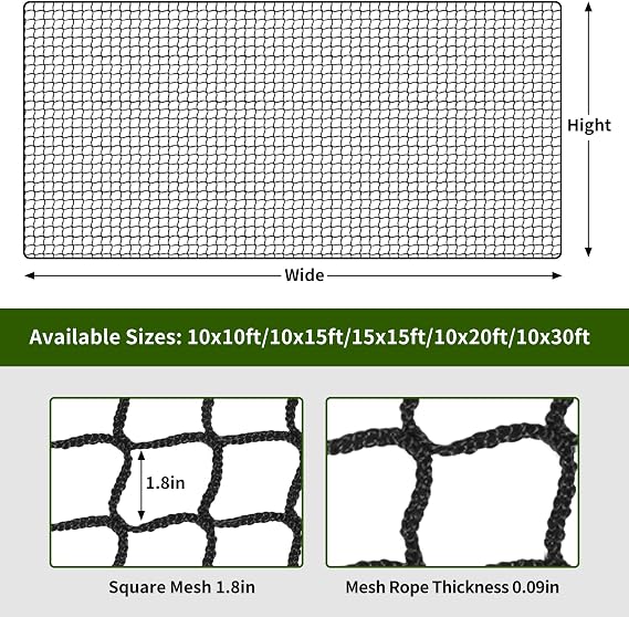 NQB Baseball Backstop Net, Heavy Duty Batting Cage Netting, Sports Barrier