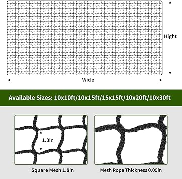 NQB Baseball Backstop Net, Heavy Duty Batting Cage Netting, Sports Barrier