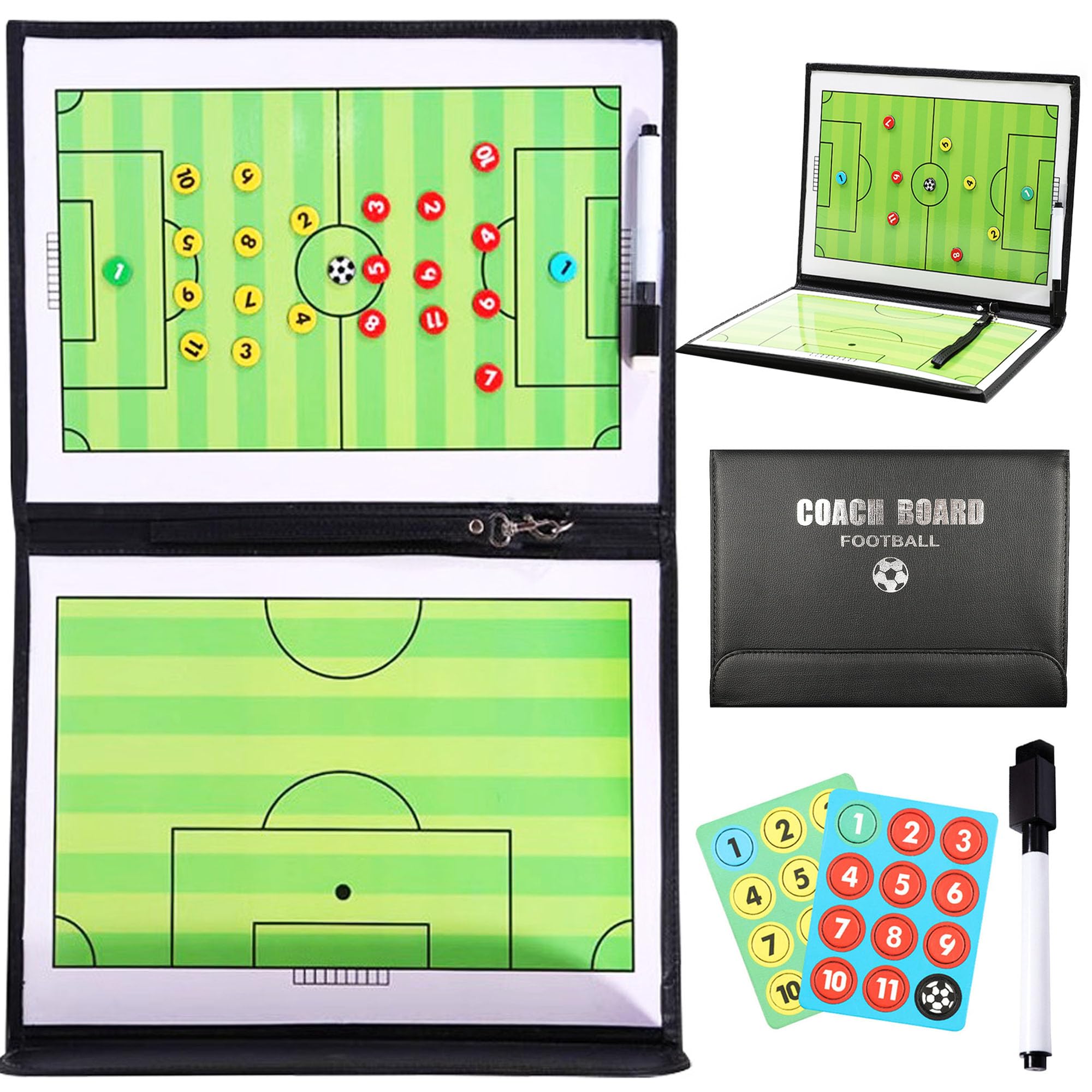 Tablero Táctico Entrenador de Fútbol Magnético Plegable Portátil con Bolígrafo y Peones