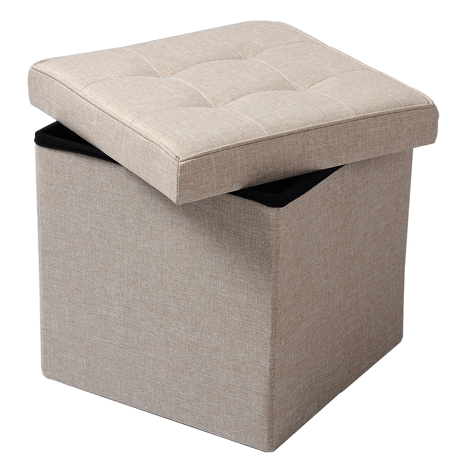 2 Pouf Pieghevoli WOLTU - Cassapanche Contenitore, Grigio Scuro, 43L, In Lino E MDF - Foto 5