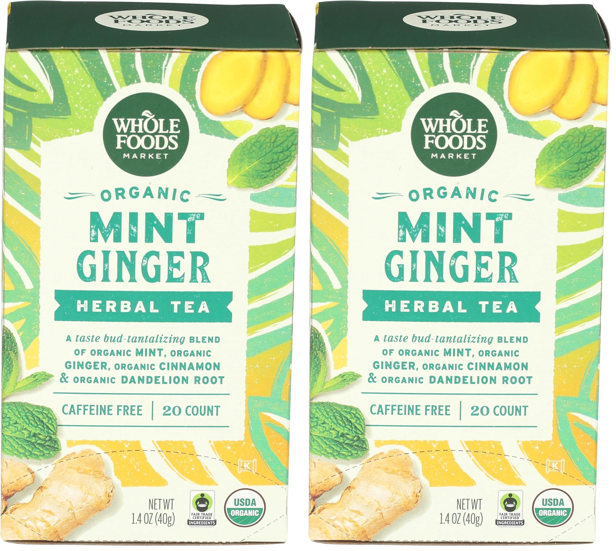 Amazon.com : WHOLE FOODS MARKET Organic Mint Ginger Herbal Tea, 20