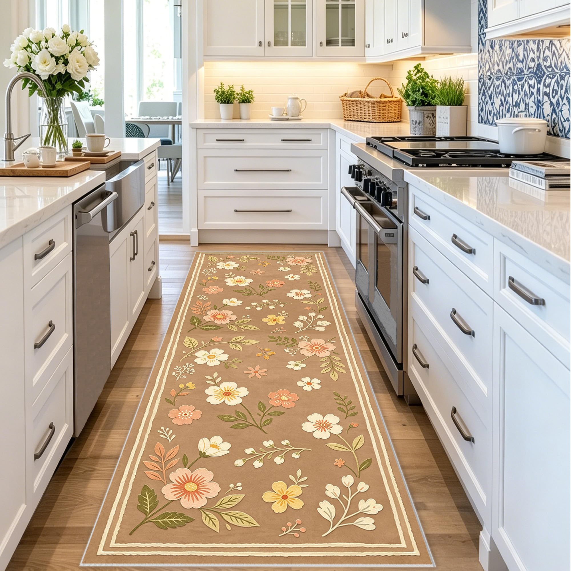 Alfombra pasillo 60x150 cm lavable antideslizante de pelo corto para cocina y dormitorio