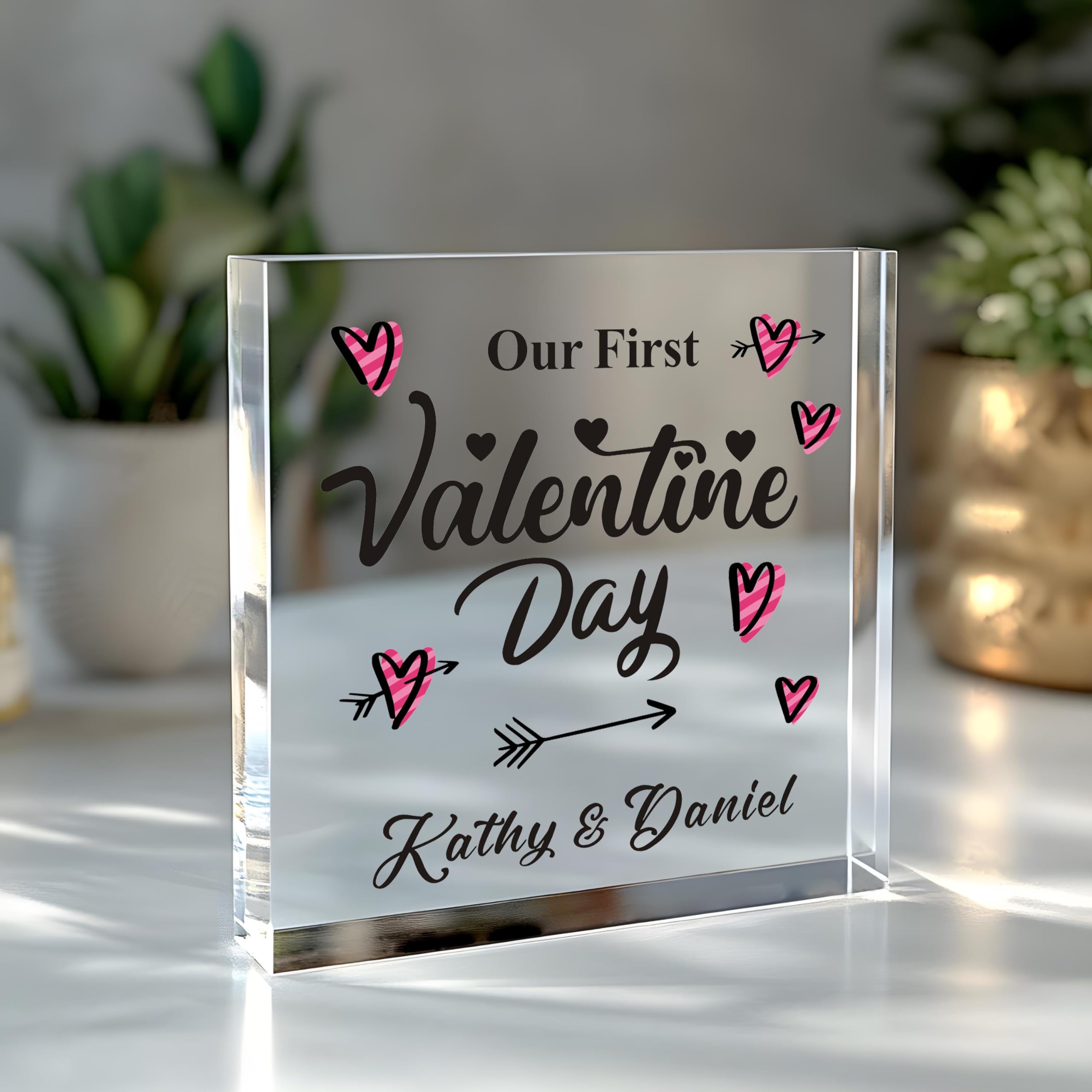 Personalised Valentines Gifts for Him Her Husband Wife Acrylic Plaque Sign I Love You Gifts for Him Her Personalised Gifts for Women Men Valentines Day Anniversary (Design 1)