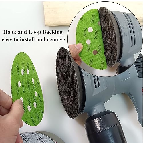 Miniatura 5 de 40 discos de lijado de 5 pulgadas, 8 agujeros #400-#4000, grano 4006008001000120015002000250030004000, compatible con lijadora orbital aleatoria (40
