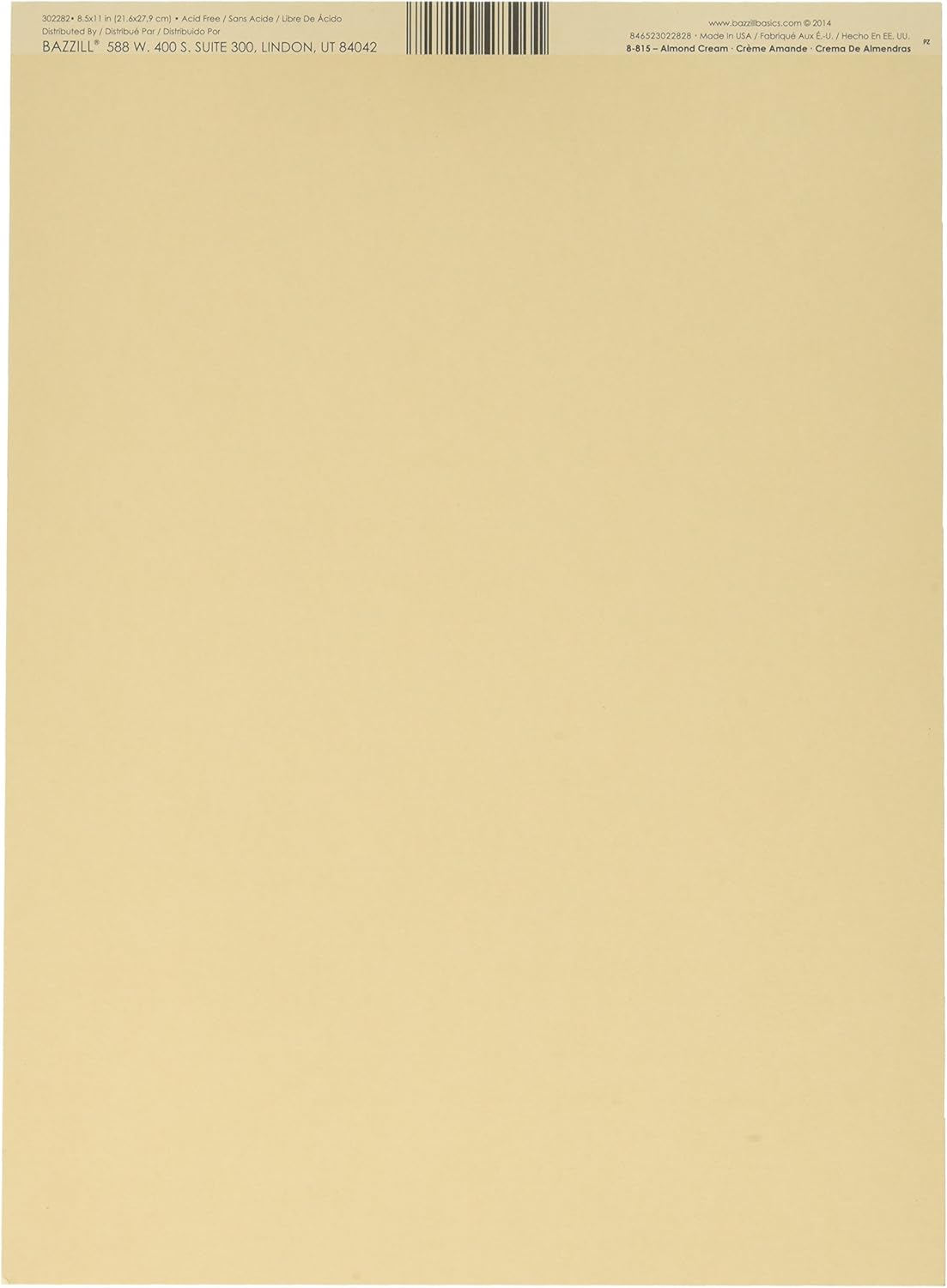 Bazzill Smoothies 8.5 x 11-Inch Cardstock Almond Cream - 8-815