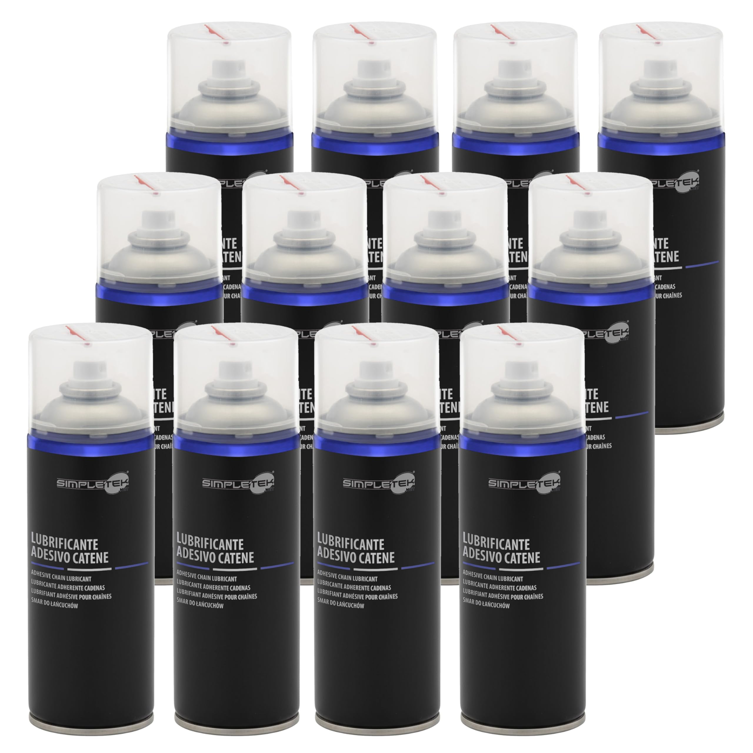 SIMPLETEK - 12X Lubrificante Spray Adesivo Per Catene Corona Pignone Bomboletta 400ml G008 (12 pezzi)