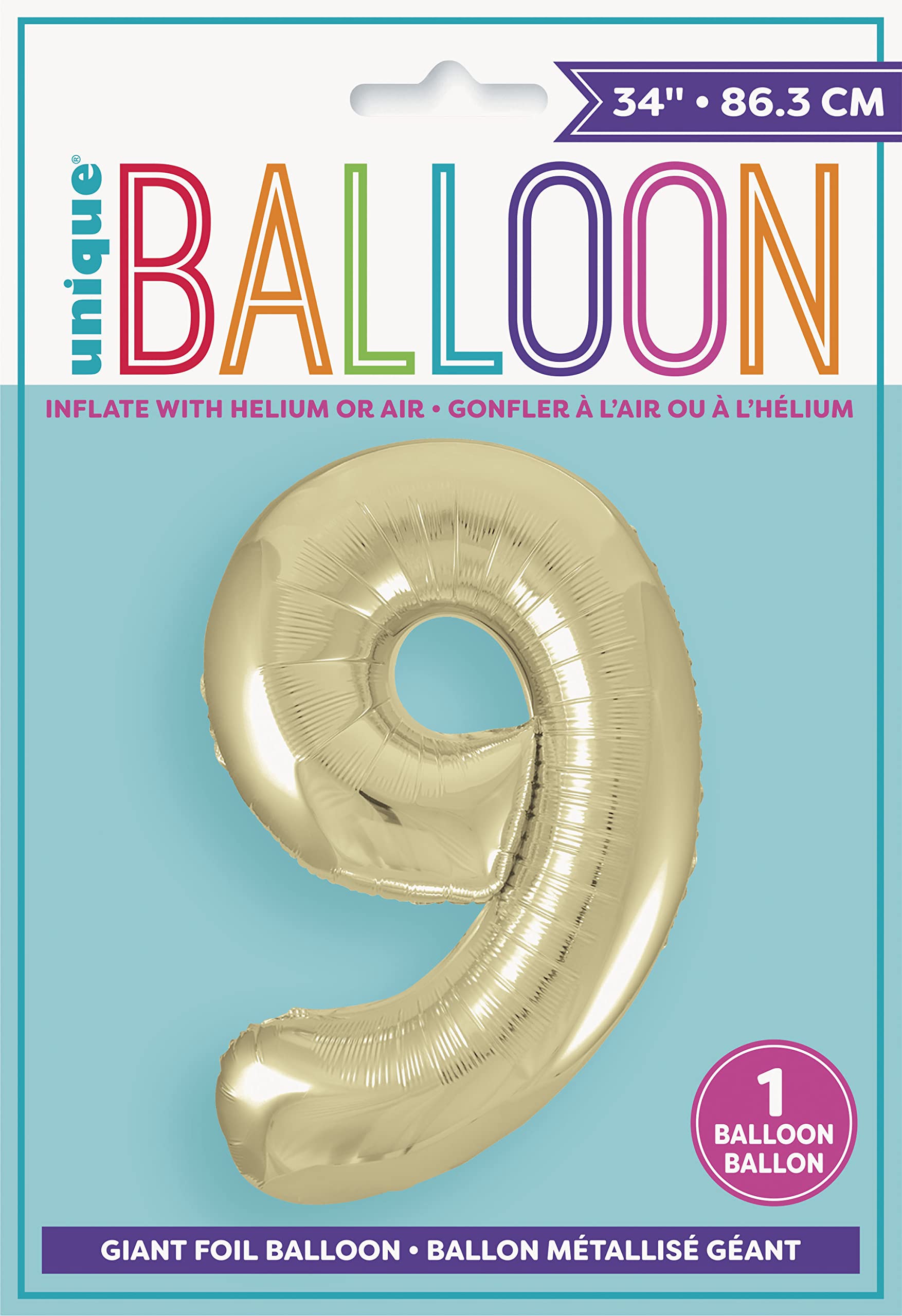 Palloncino Mylar a Forma di Numero 1 Uno Oro 35 cm