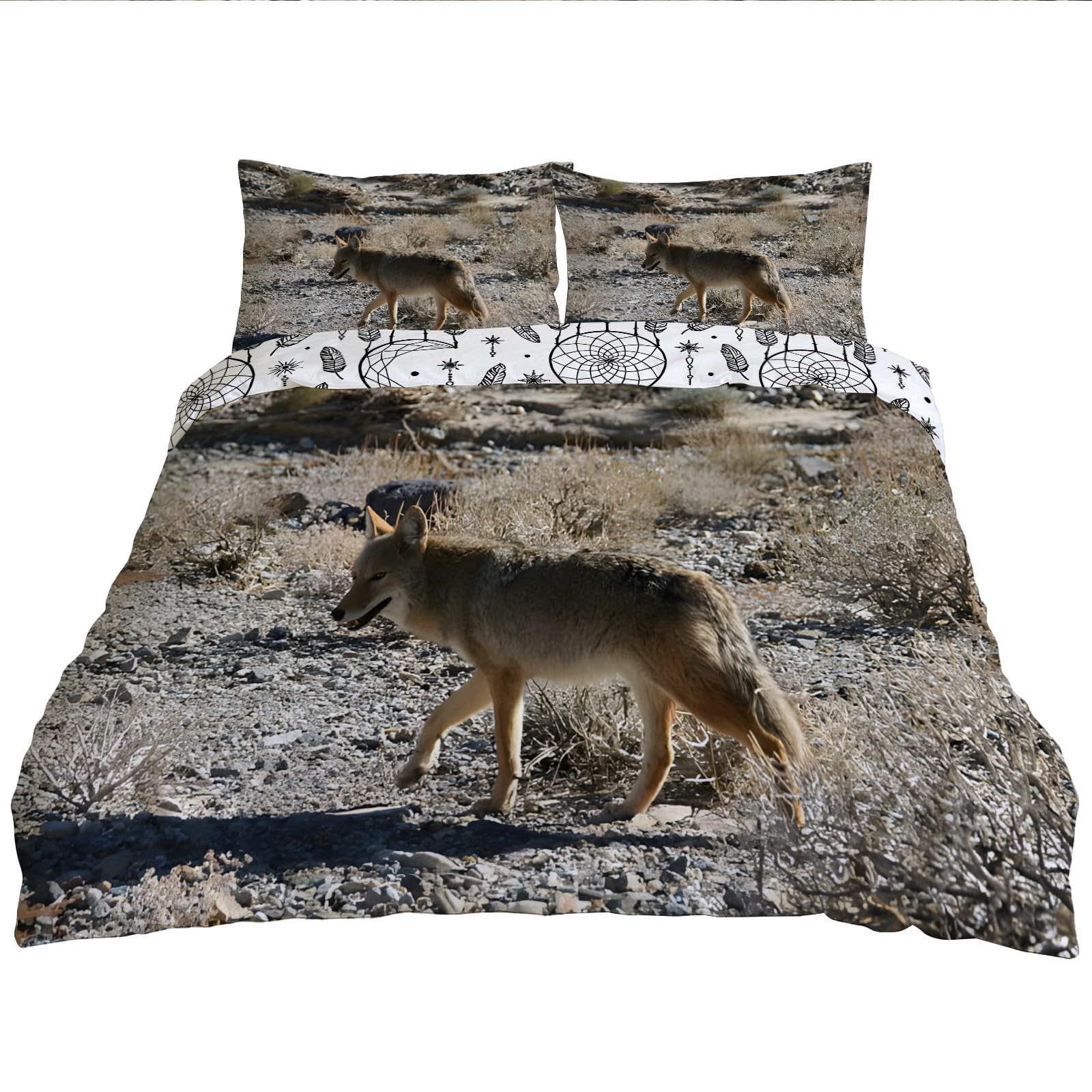 Linge de lit housse de couette 240x220 grand modèle réversible motif animal sauvage