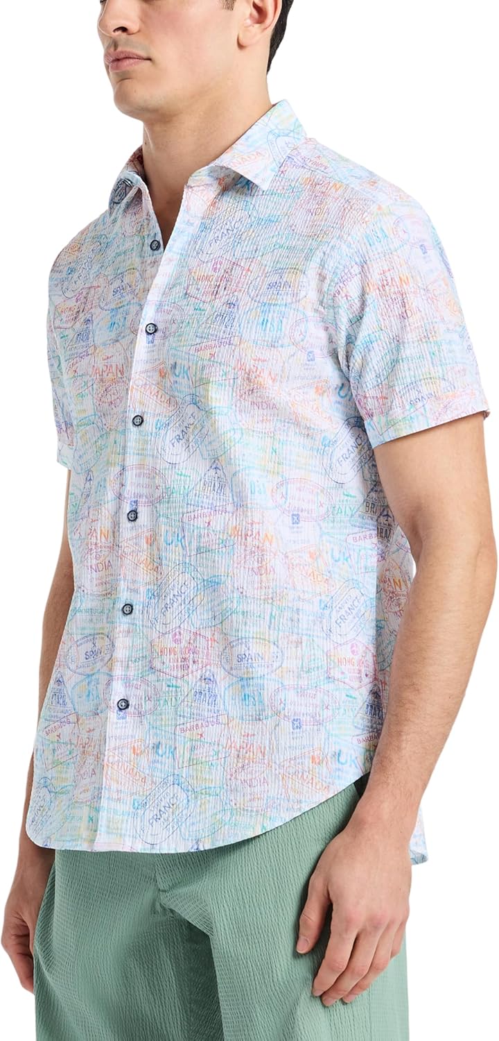 Robert Graham Men's Passport Short Sleeve Button Down Woven Shirt