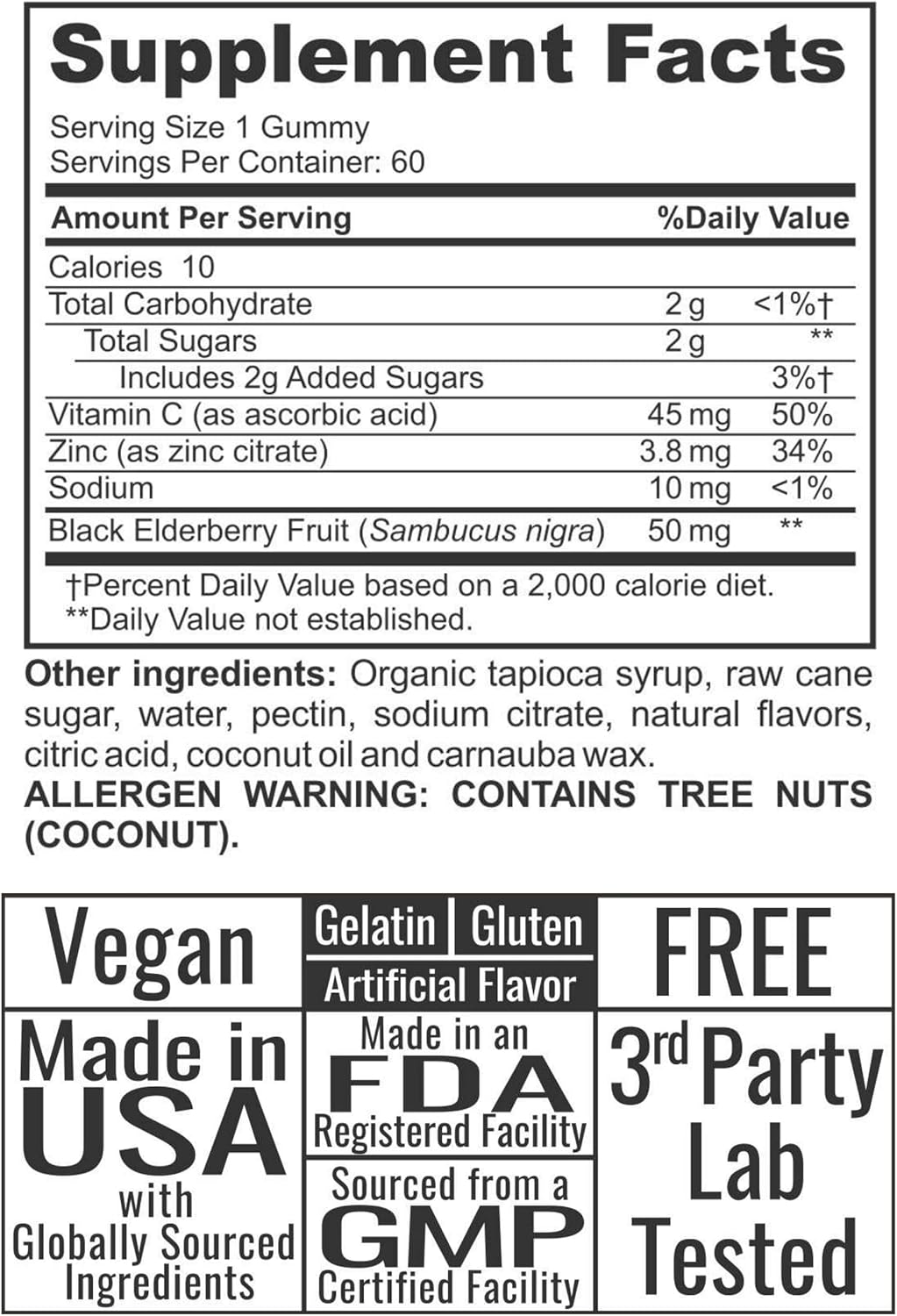 SHIZAM Immune Support Elderberry Vitamin C & Zinc Gummies for Kids & Adults