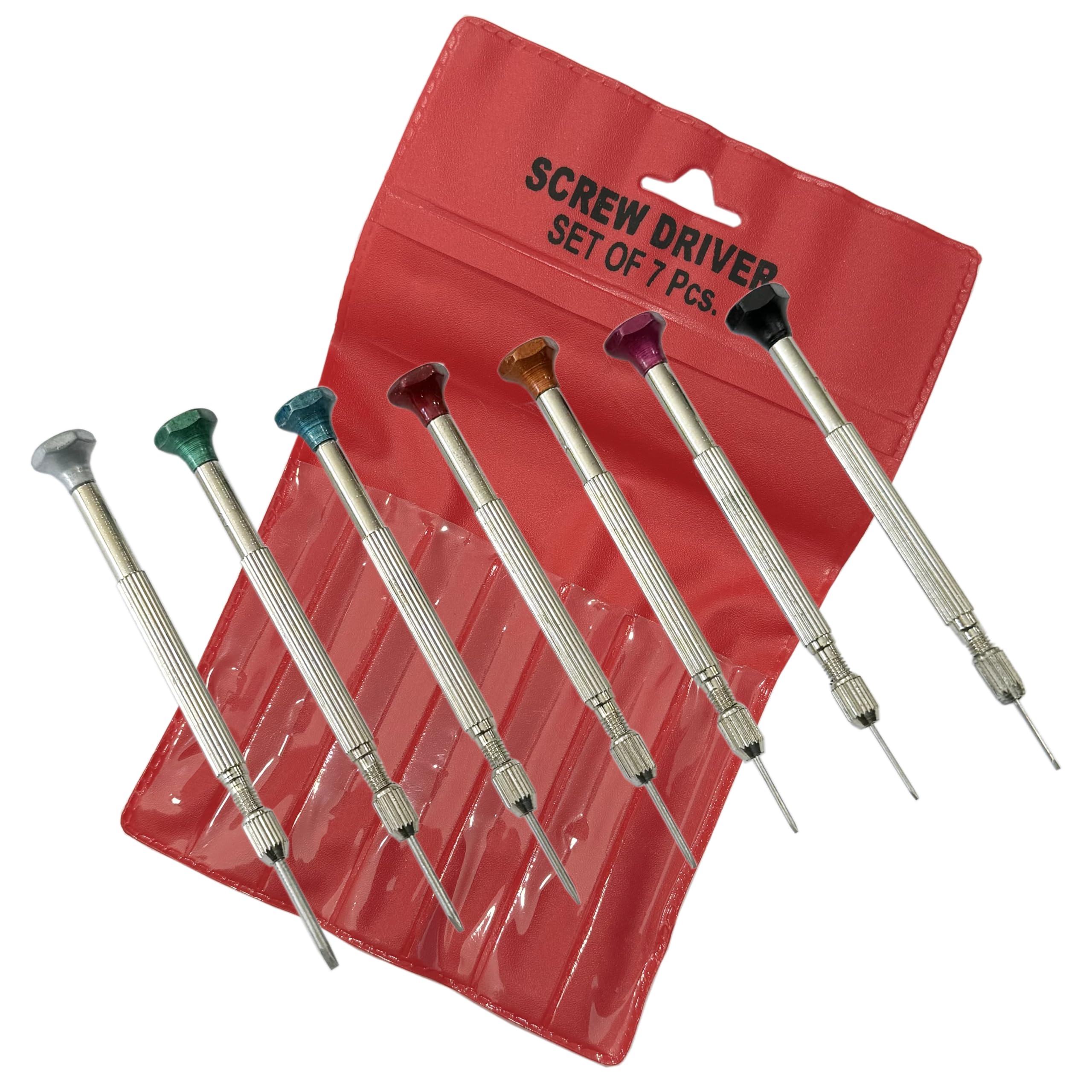 Jewellers Tools Multi 7 Screwdriver (Red) Watchmakers Watch Screwdrivers Set 7 Piece Tool (55)